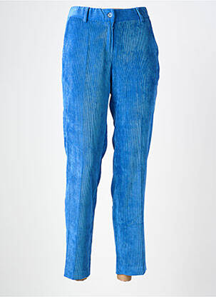 Pantalon droit fermeture zippée sous rabat boutonné taille normale bleu BARILOCHE femme