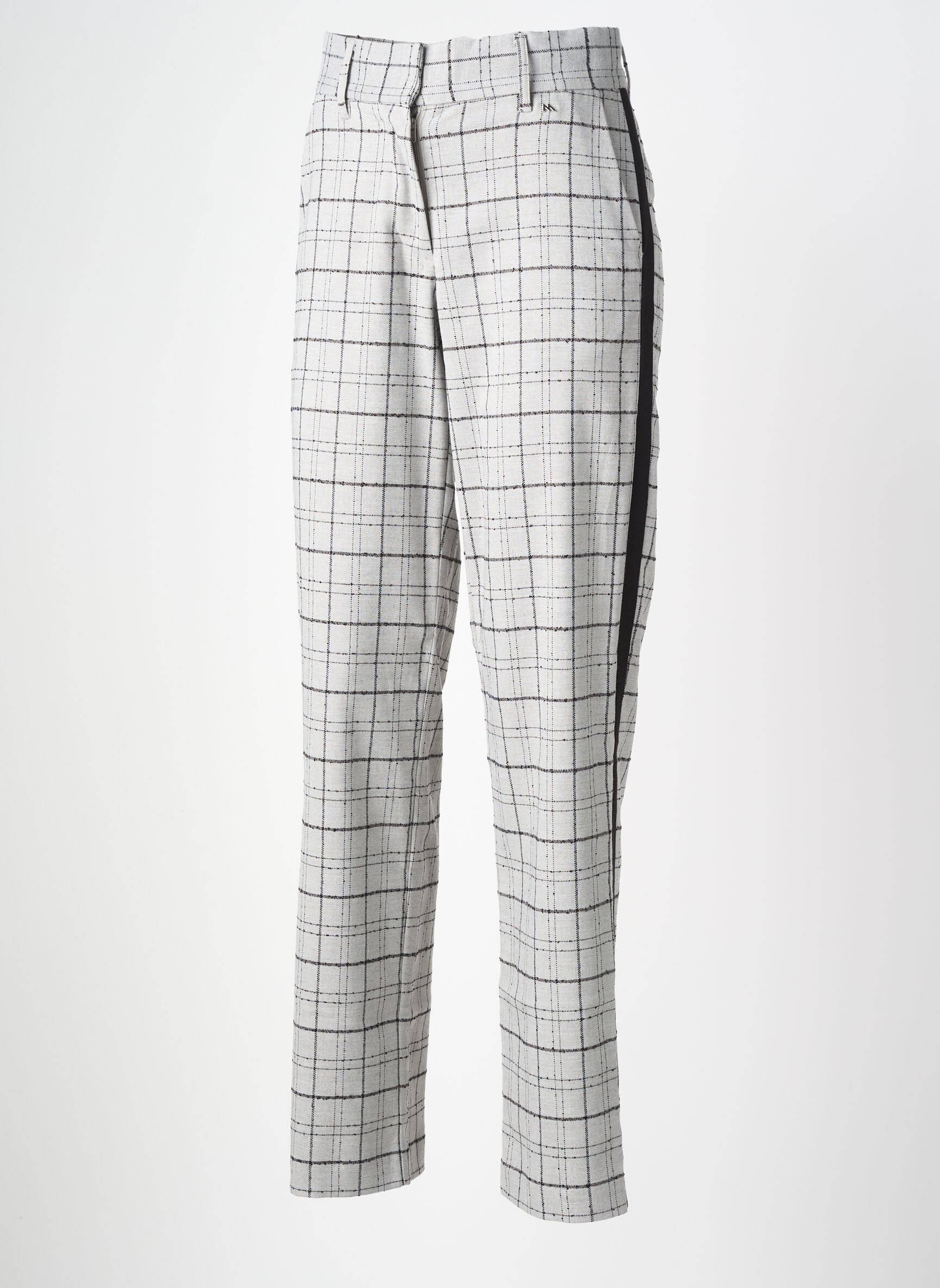 Pantalon droit fermeture zippée sous rabat boutonné taille normale gris ANDAM femme