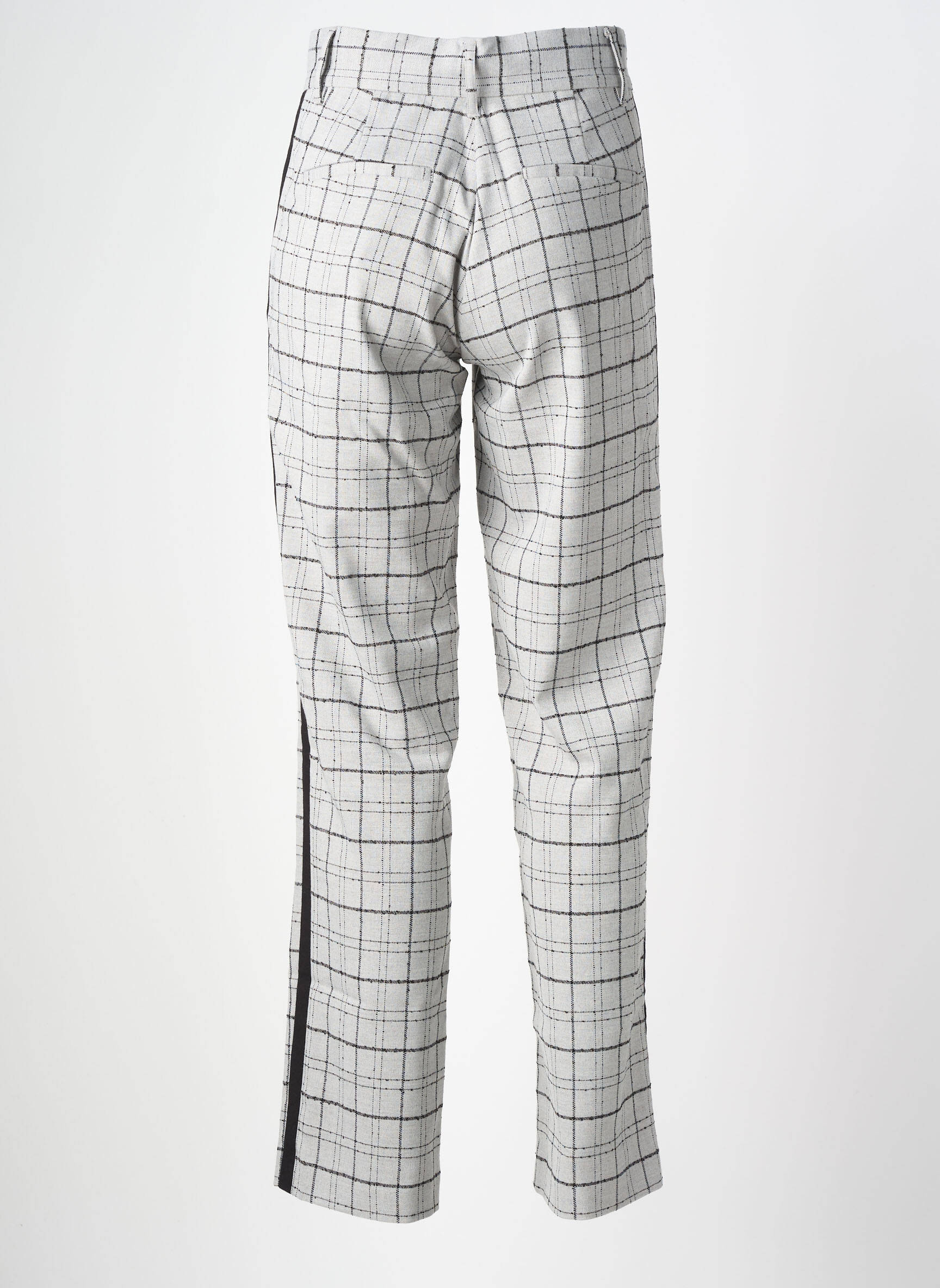 Pantalon droit fermeture zippée sous rabat boutonné taille normale gris ANDAM femme