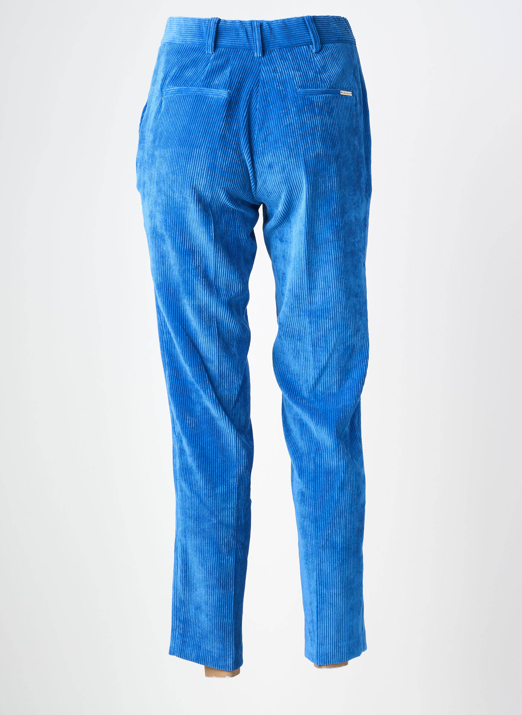 Pantalon droit fermeture zippée sous rabat boutonné taille normale bleu BARILOCHE femme
