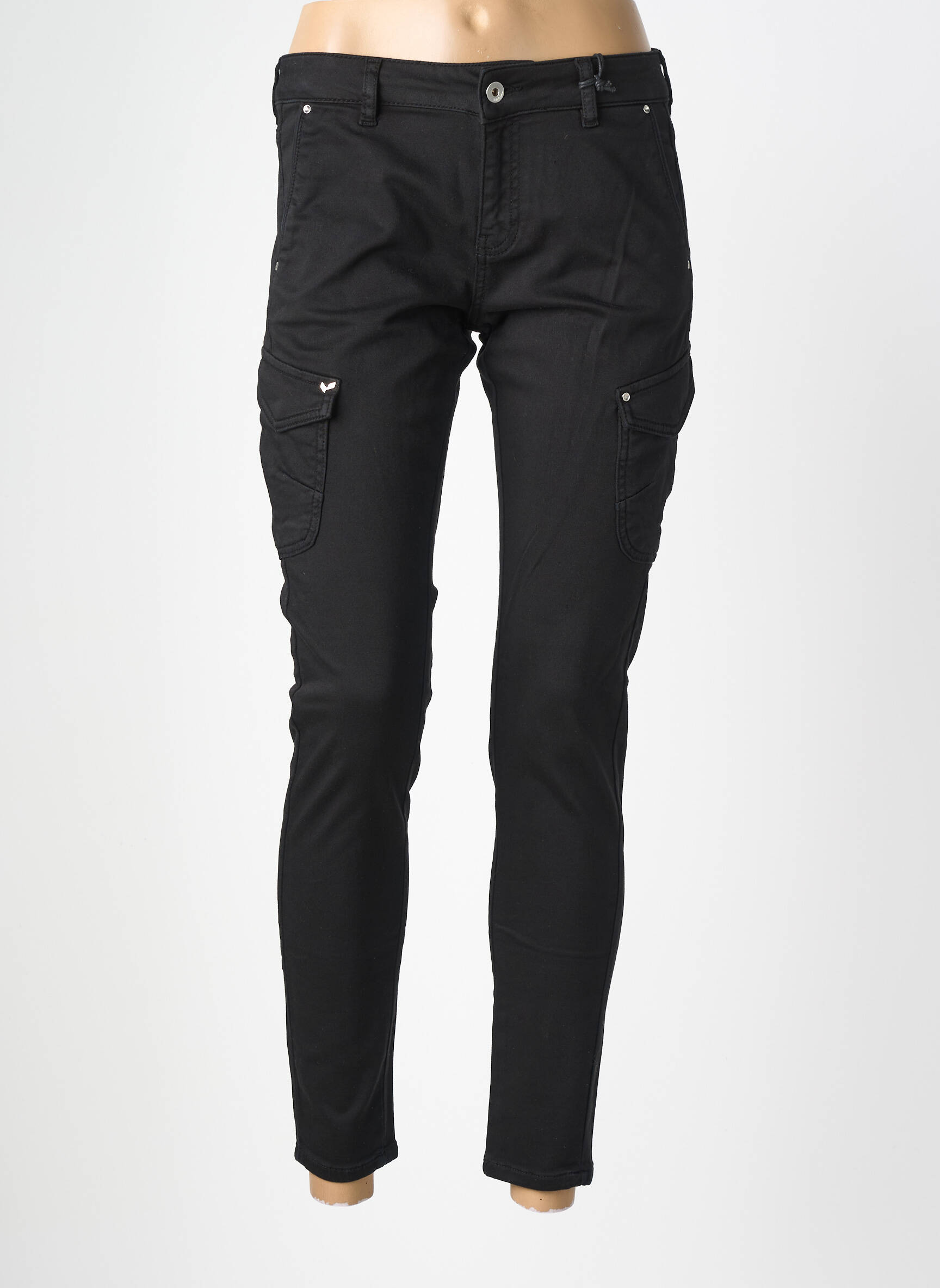 Pantalon cargo poches taille normale noir KAPORAL femme