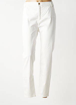 Pantalon slim tissage popeline taille normale blanc TINTA STYLE femme