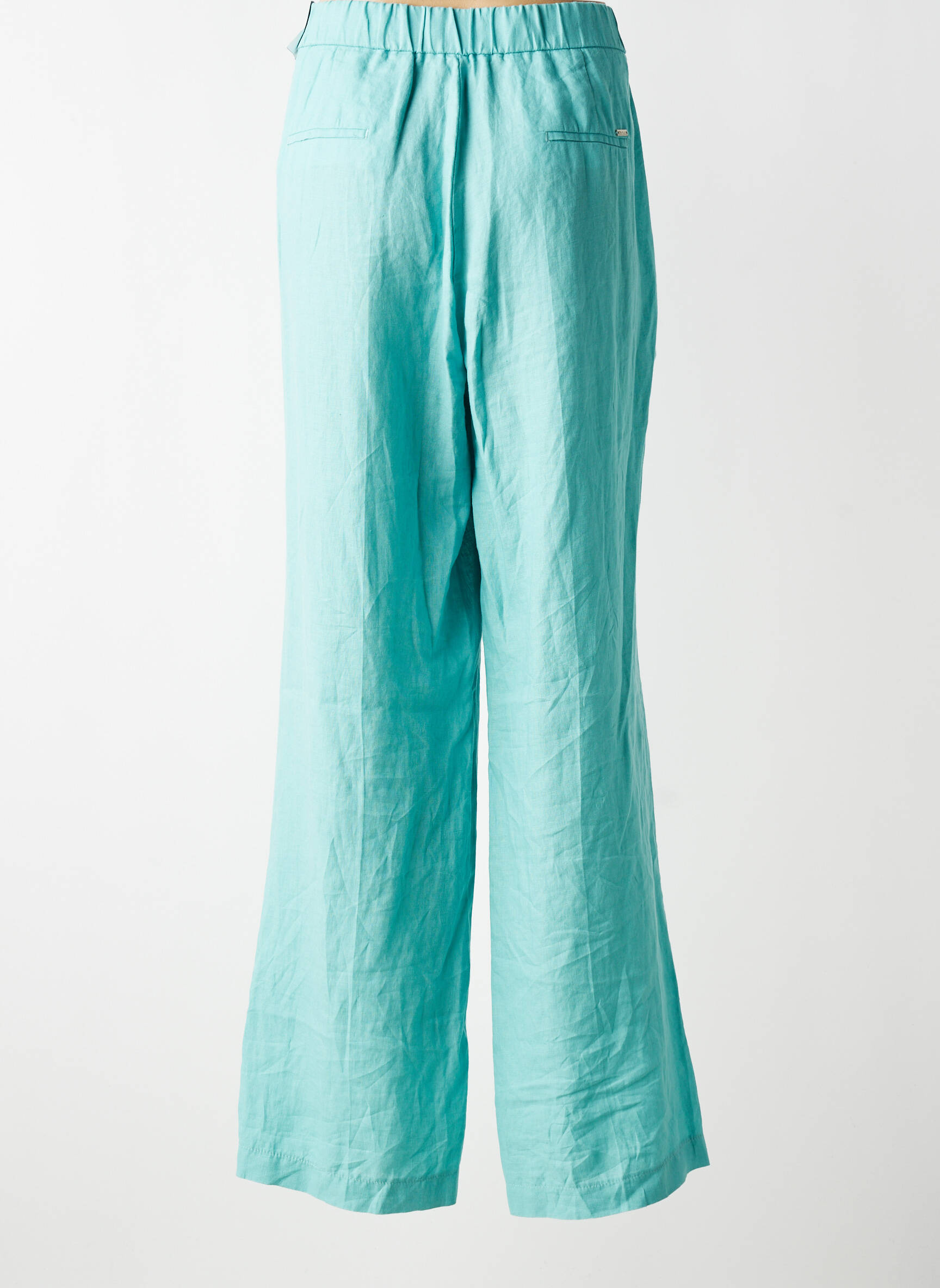 Pantalon large fermeture zippée sous rabat boutonné taille normale bleu TONI femme