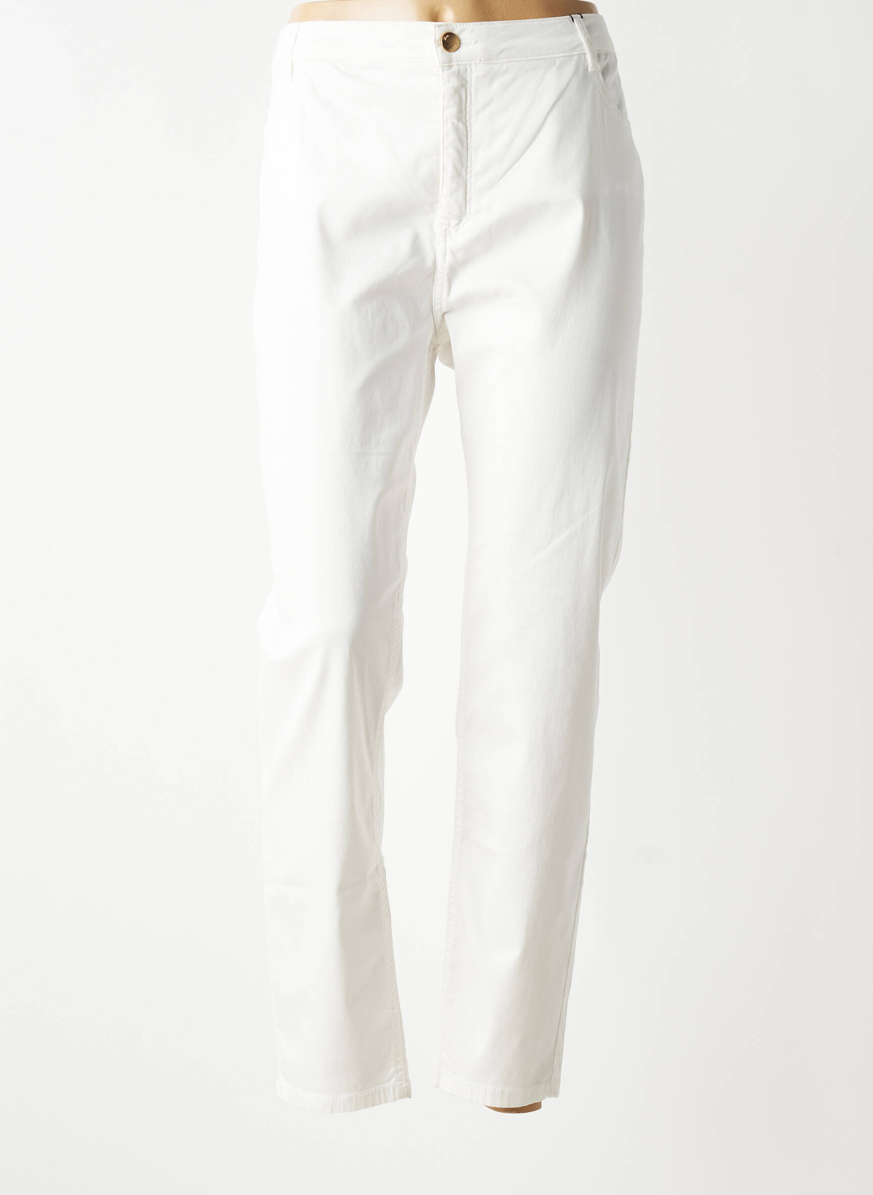 Pantalon slim tissage popeline taille normale blanc TINTA STYLE femme