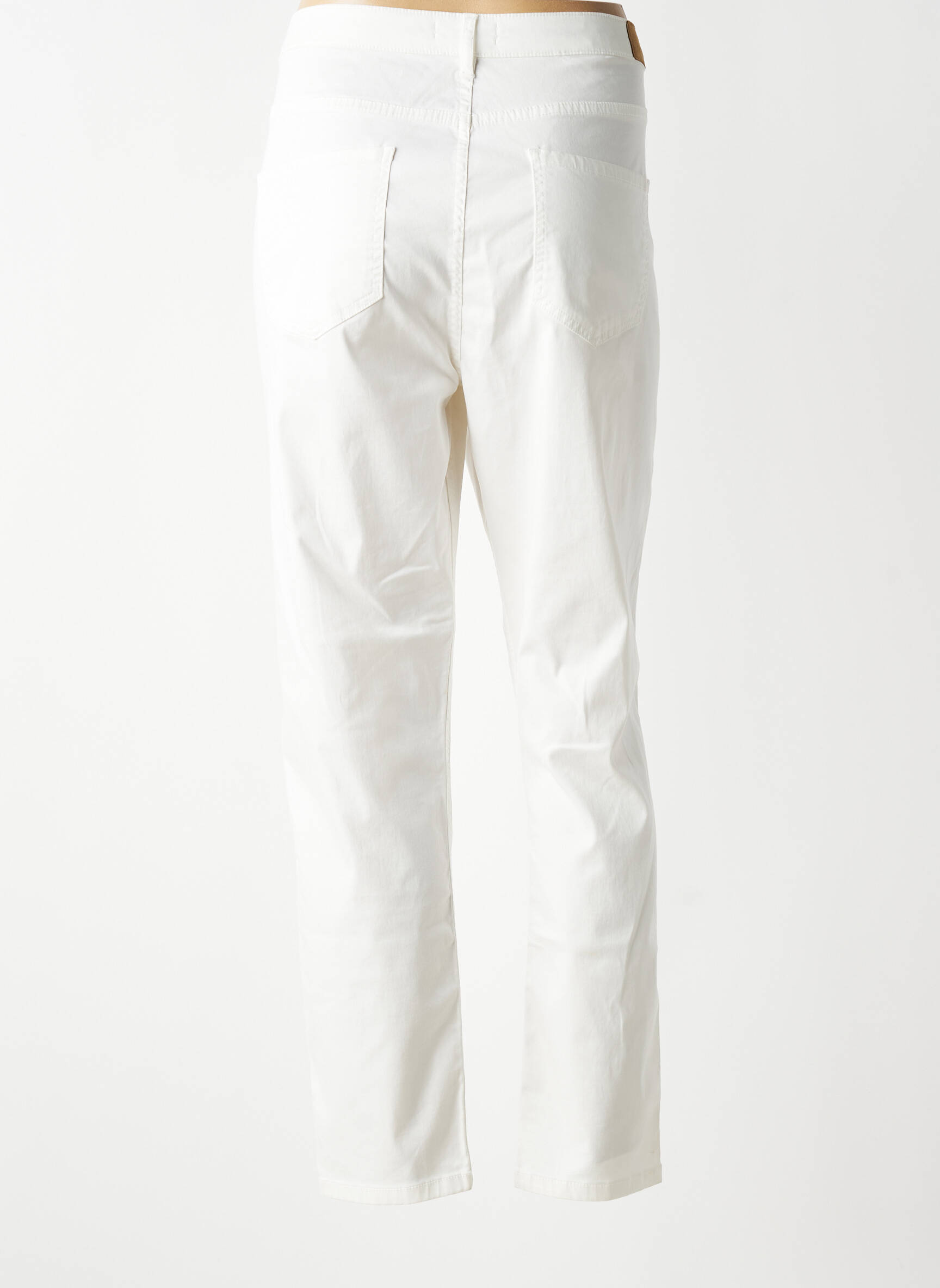Pantalon slim tissage popeline taille normale blanc TINTA STYLE femme