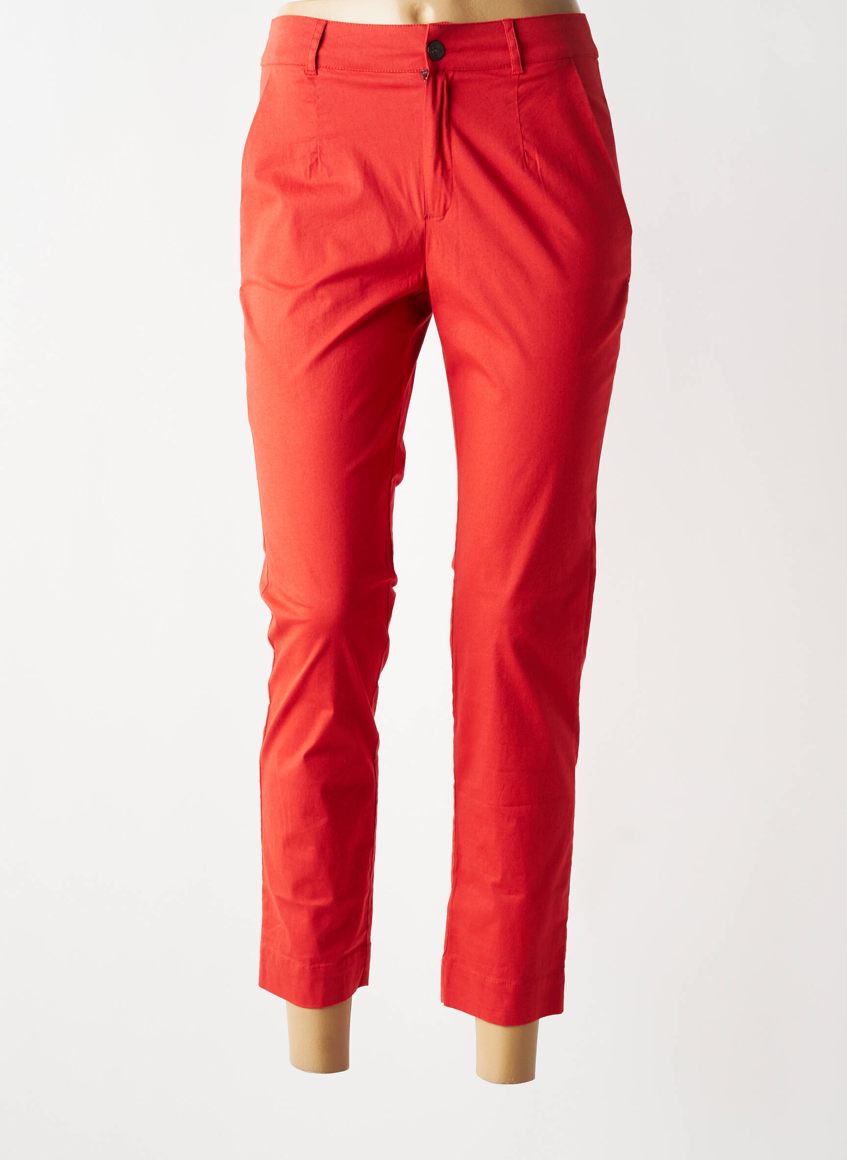 Pantalon chino tissage popeline taille haute rouge LA FIANCÉE femme