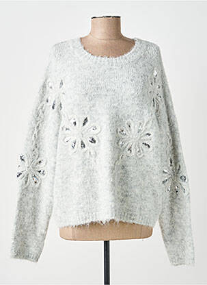Pull tissage chiné manches longues gris CHERRY PARIS femme