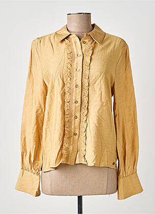 Chemisier tissage crêpe manches longues beige SURKANA femme