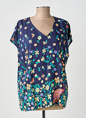 Blouse tissage popeline manches courtes bleu LA FIANCÉE femme