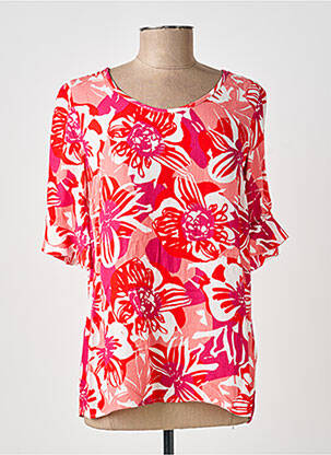 Blouse imprimé fleurs manches courtes rouge FRANCE RIVOIRE femme