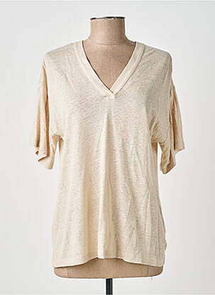 T-shirt col v manches courtes rose EVA KAYAN femme