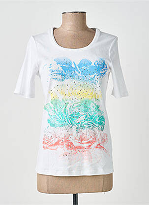 T-shirt imprimé fantaisie manches courtes blanc MARBLE femme