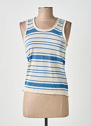 Pull coupe cintrée sans manche bleu EVA KAYAN femme