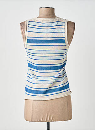 Pull coupe cintrée sans manche bleu EVA KAYAN femme