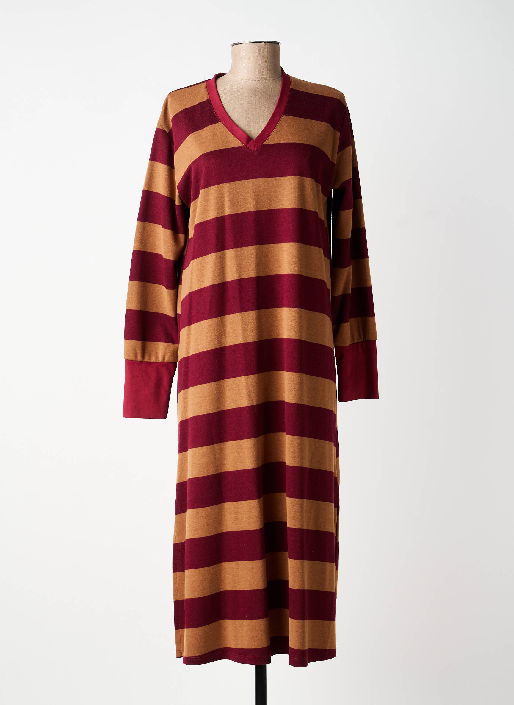 Robe longue manches longues manches longues rouge DANIELA COOL femme
