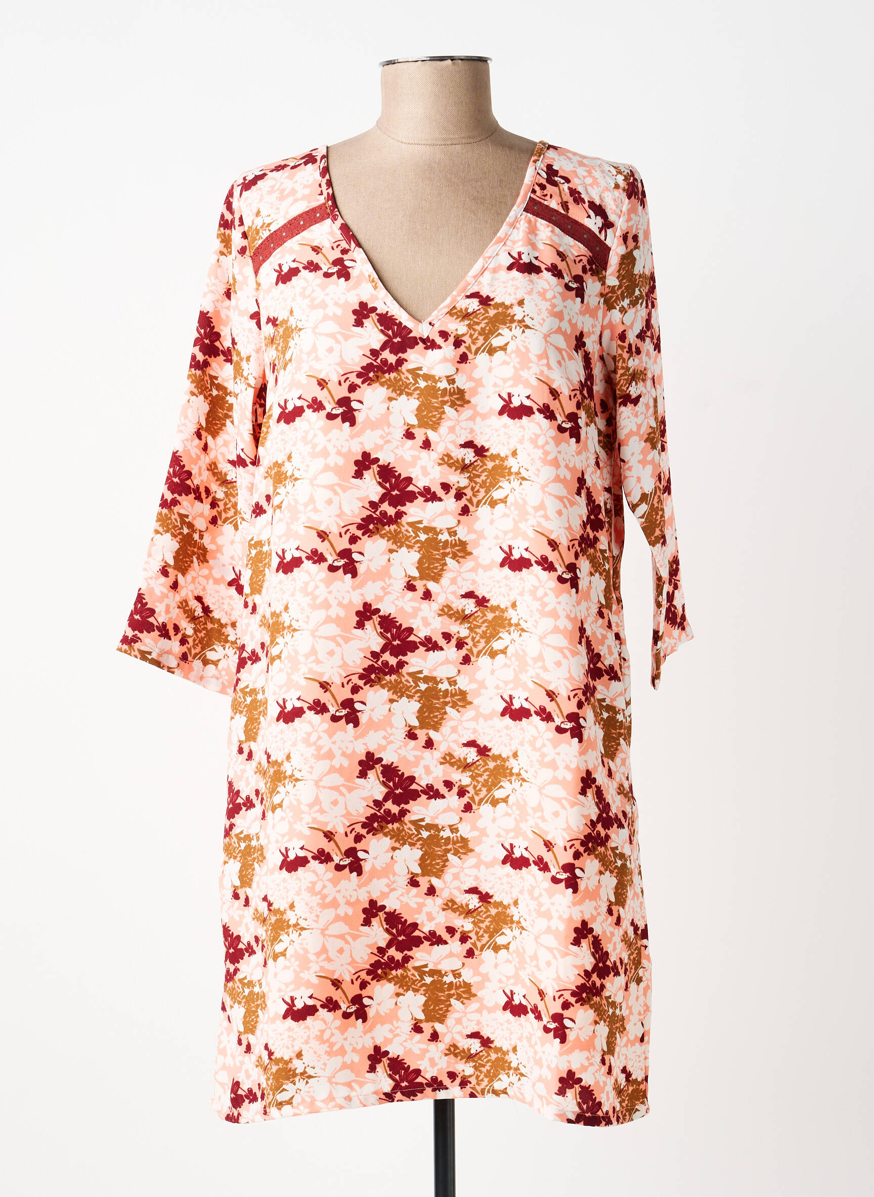 Robe courte manches 3/4 manches 3/4 orange KAPORAL femme
