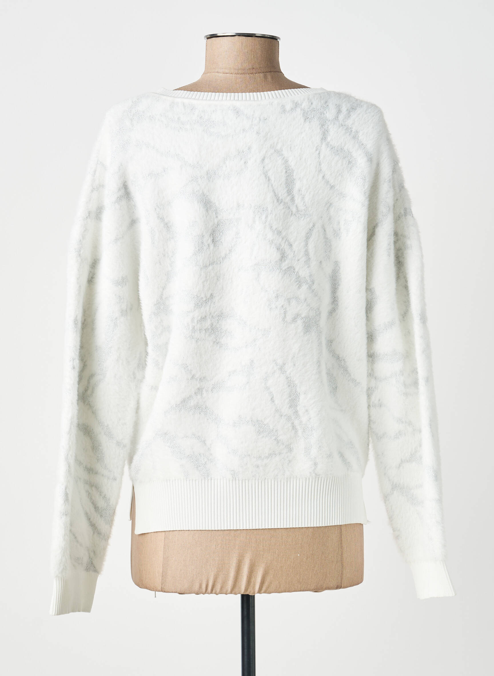 Pull col v manches longues argent EVA KAYAN femme