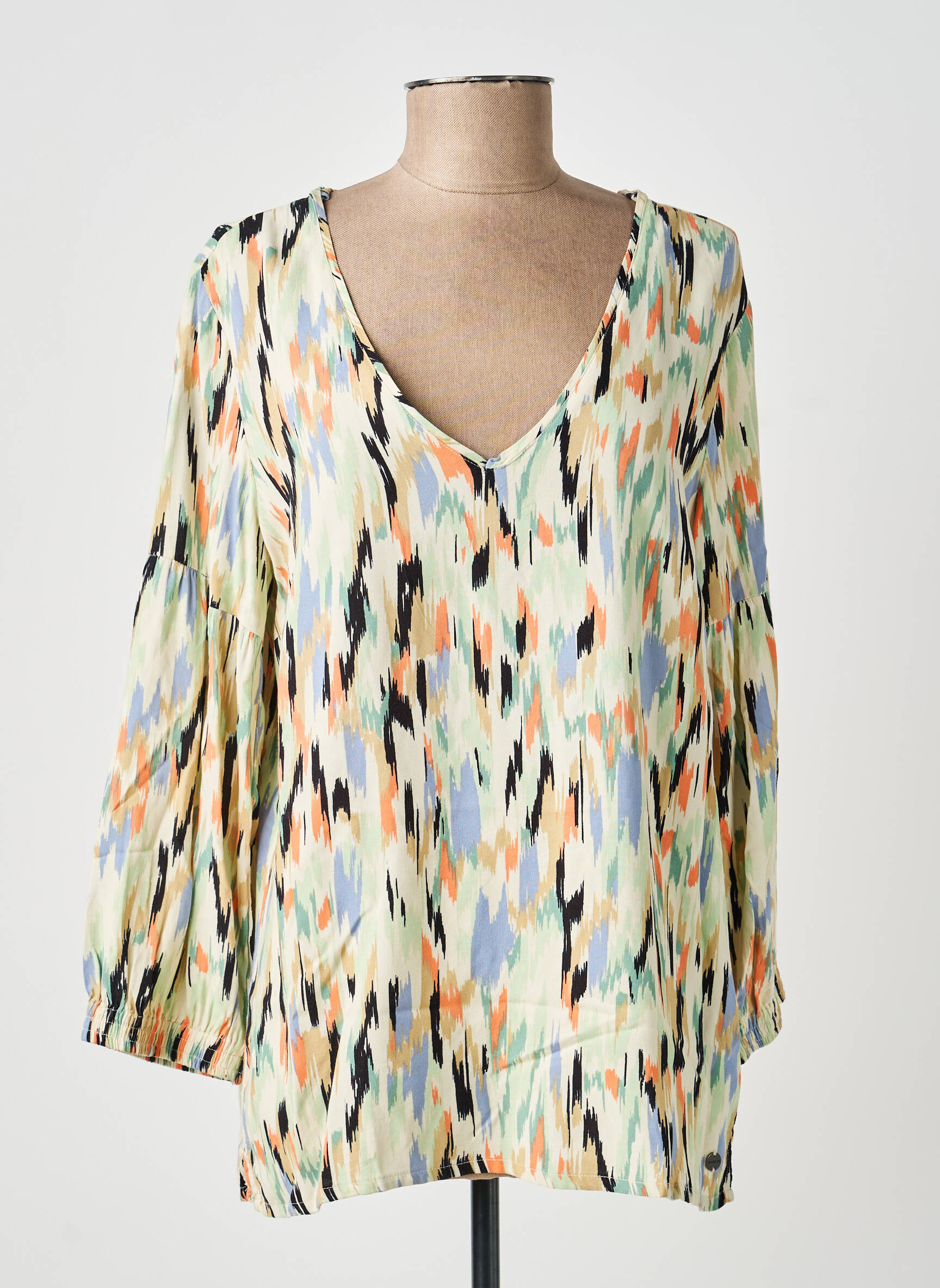 Blouse tissage popeline manches longues beige GARCIA femme