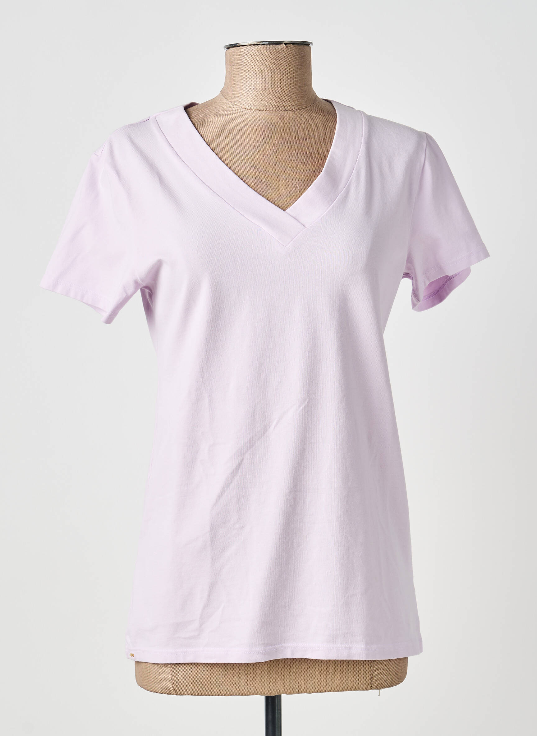 T-shirt col v manches courtes violet COUTURIST femme
