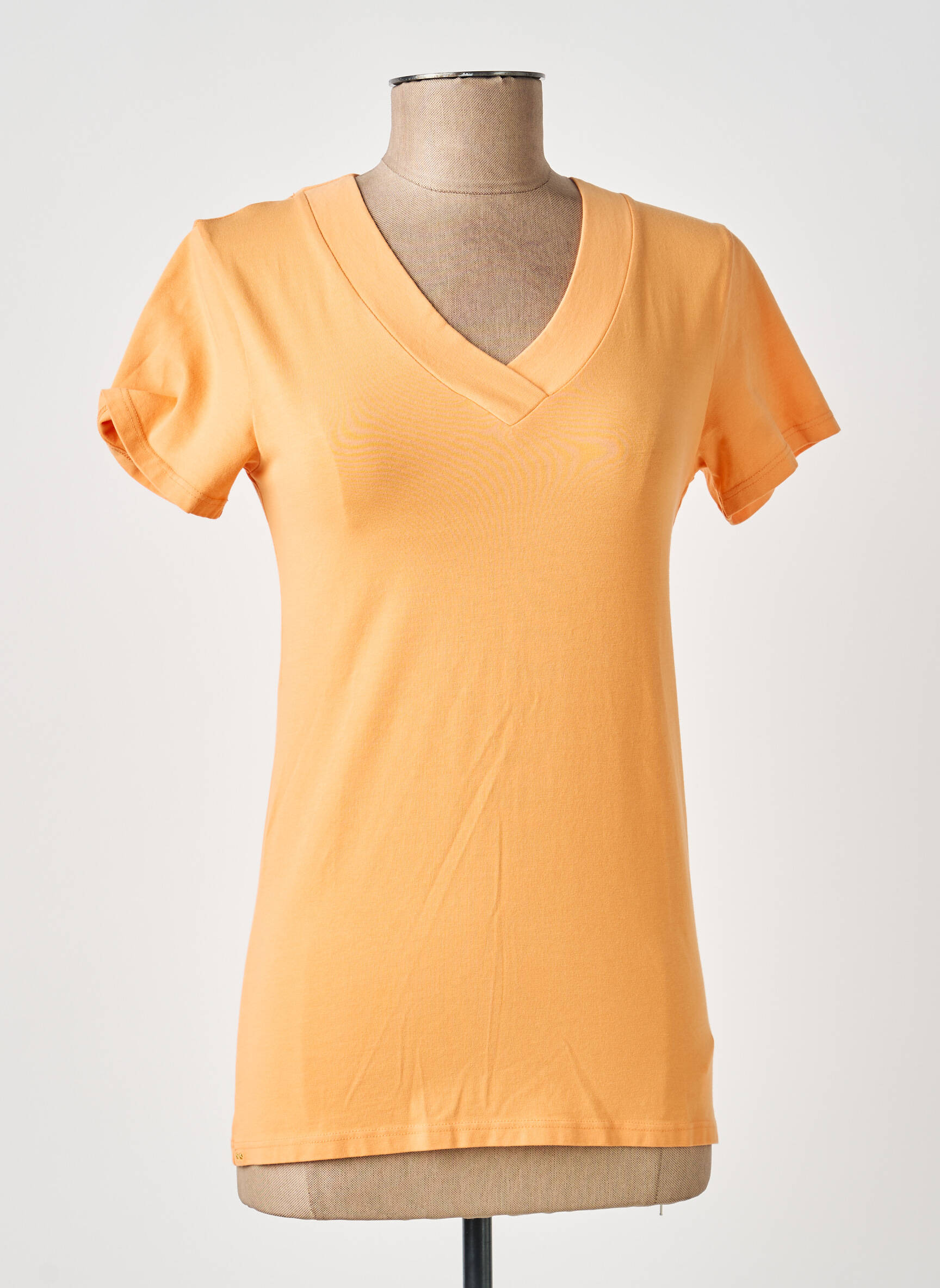 T-shirt col v manches courtes orange COUTURIST femme