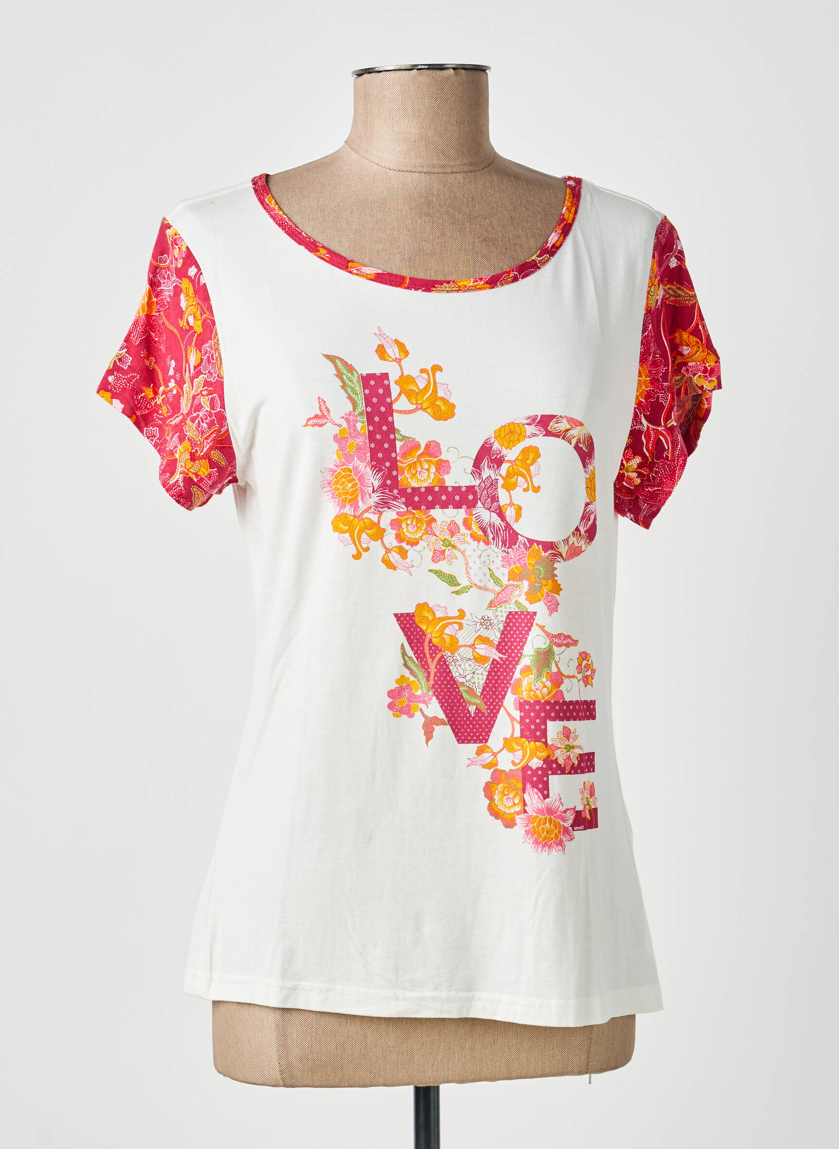 T-shirt imprimé fantaisie manches courtes rouge SMASH WEAR femme