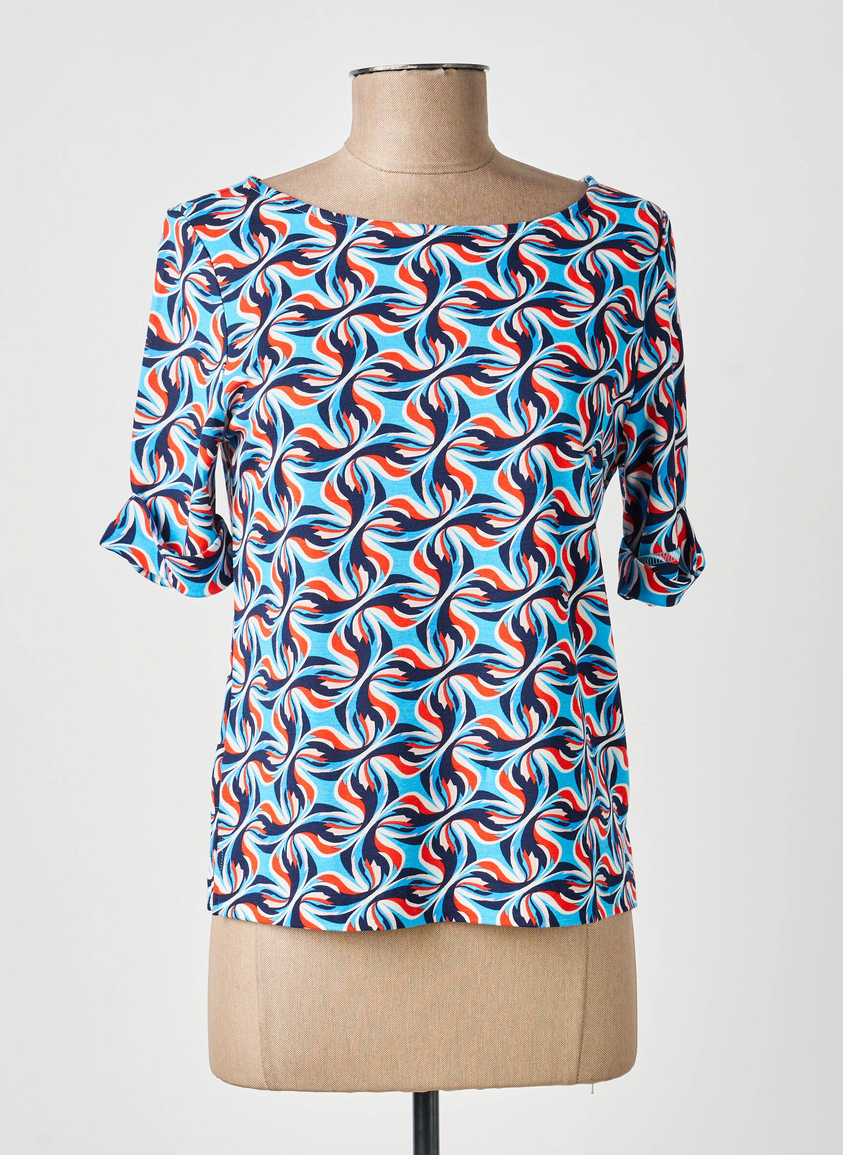 T-shirt imprimé fantaisie manches courtes bleu SURKANA femme