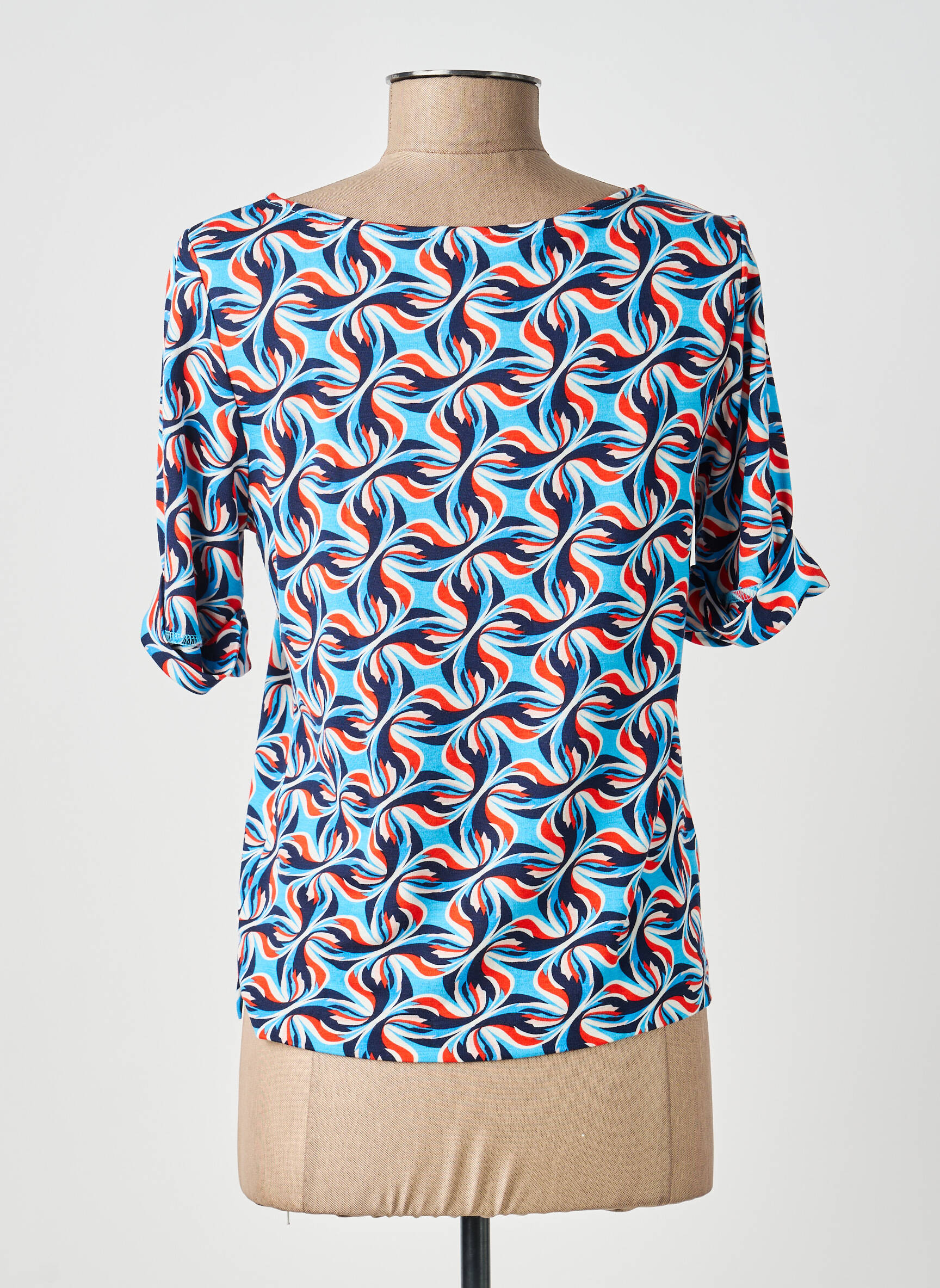 T-shirt imprimé fantaisie manches courtes bleu SURKANA femme