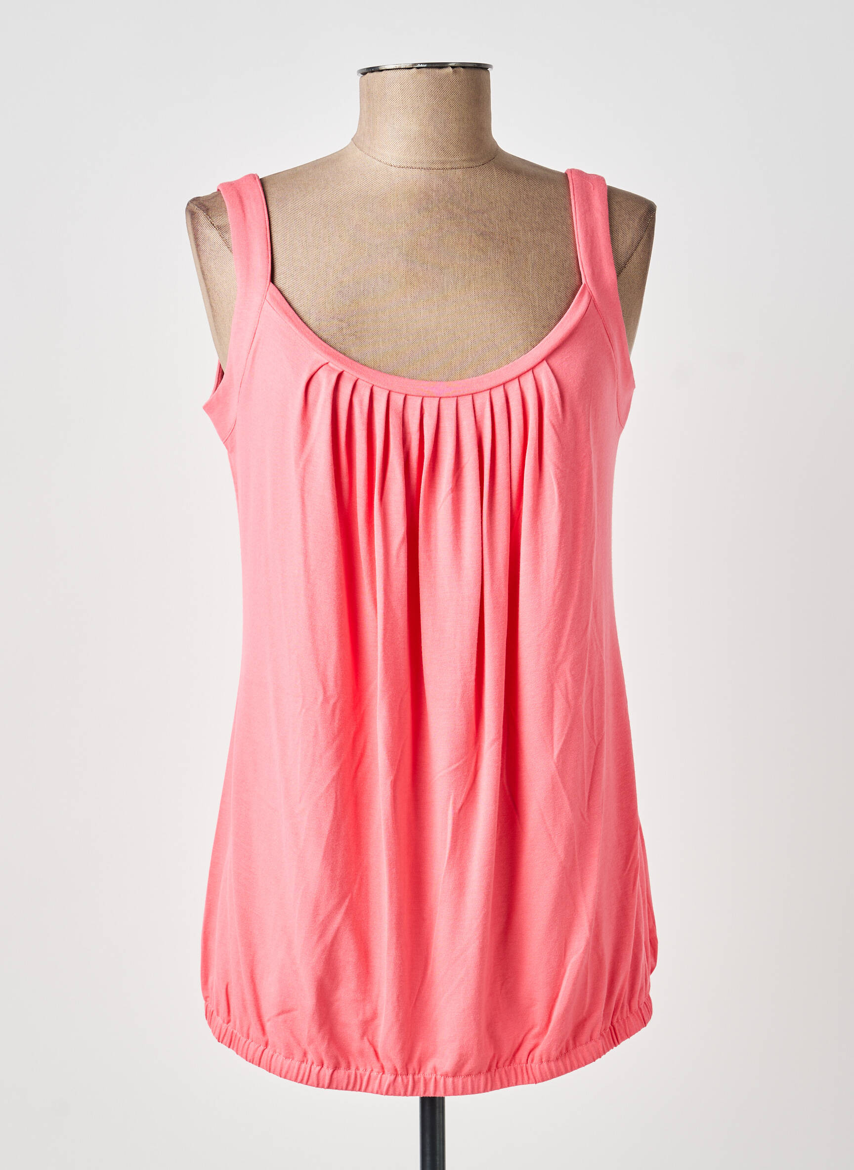 Top col carré fines bretelles rose MARBLE femme