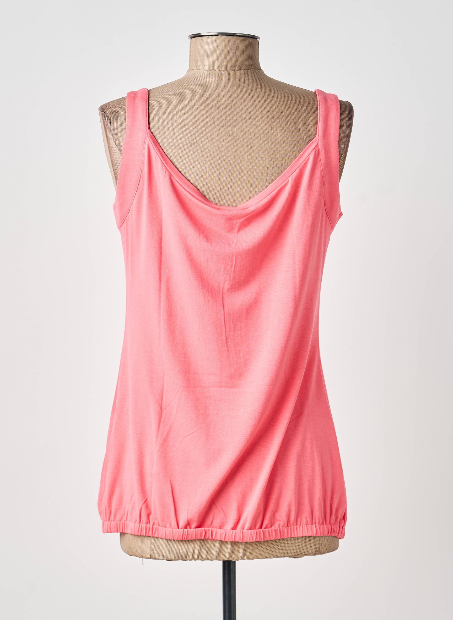 Top col carré fines bretelles rose MARBLE femme