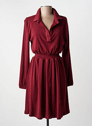 Robe mi-longue manches longues manches longues rouge EGO femme