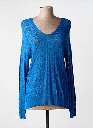 Pull maille ajourée manches longues bleu ANDAM femme