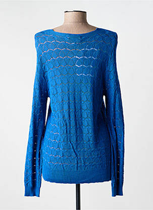 Pull maille ajourée manches longues bleu ANDAM femme