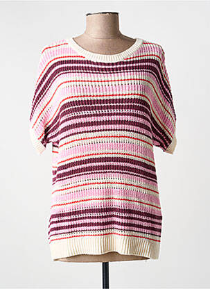 Pull stretch manches courtes rose CECIL femme