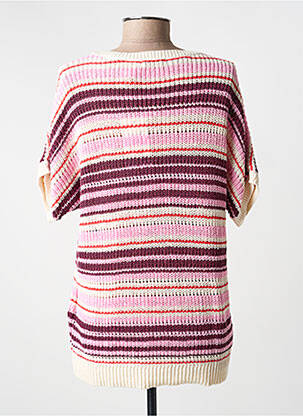 Pull stretch manches courtes rose CECIL femme