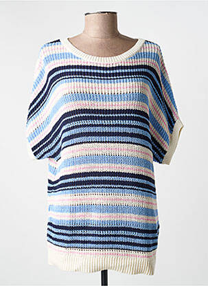 Pull stretch manches courtes bleu CECIL femme