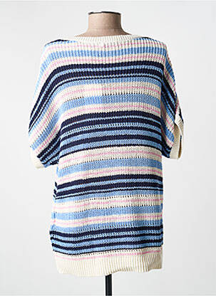 Pull stretch manches courtes bleu CECIL femme