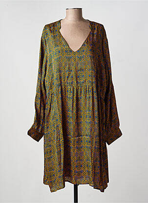 Robe mi-longue coupe fluide manches 3/4 jaune LA FIANCÉE femme