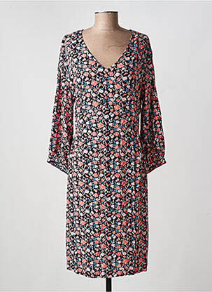 Robe mi-longue imprimé fleurs manches longues noir LA FIANCÉE femme