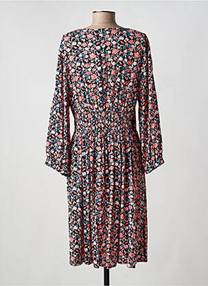Robe mi-longue imprimé fleurs manches longues noir LA FIANCÉE femme