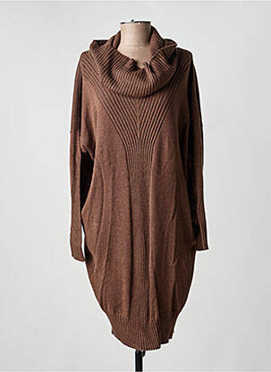 Robe pull col boule manches longues marron MARBLE femme