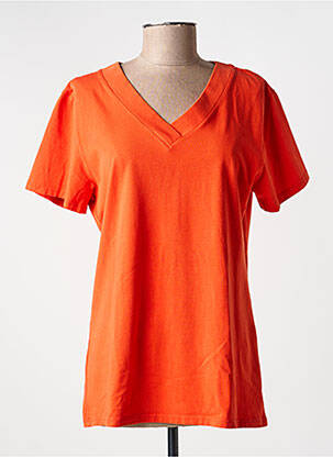 T-shirt col v manches courtes orange COUTURIST femme