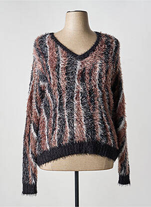 Pull col v manches longues noir MARBLE femme