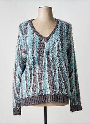 Pull col v manches longues gris MARBLE femme