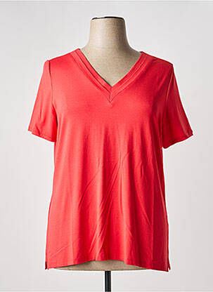 T-shirt col v manches courtes rouge FRANCE RIVOIRE femme