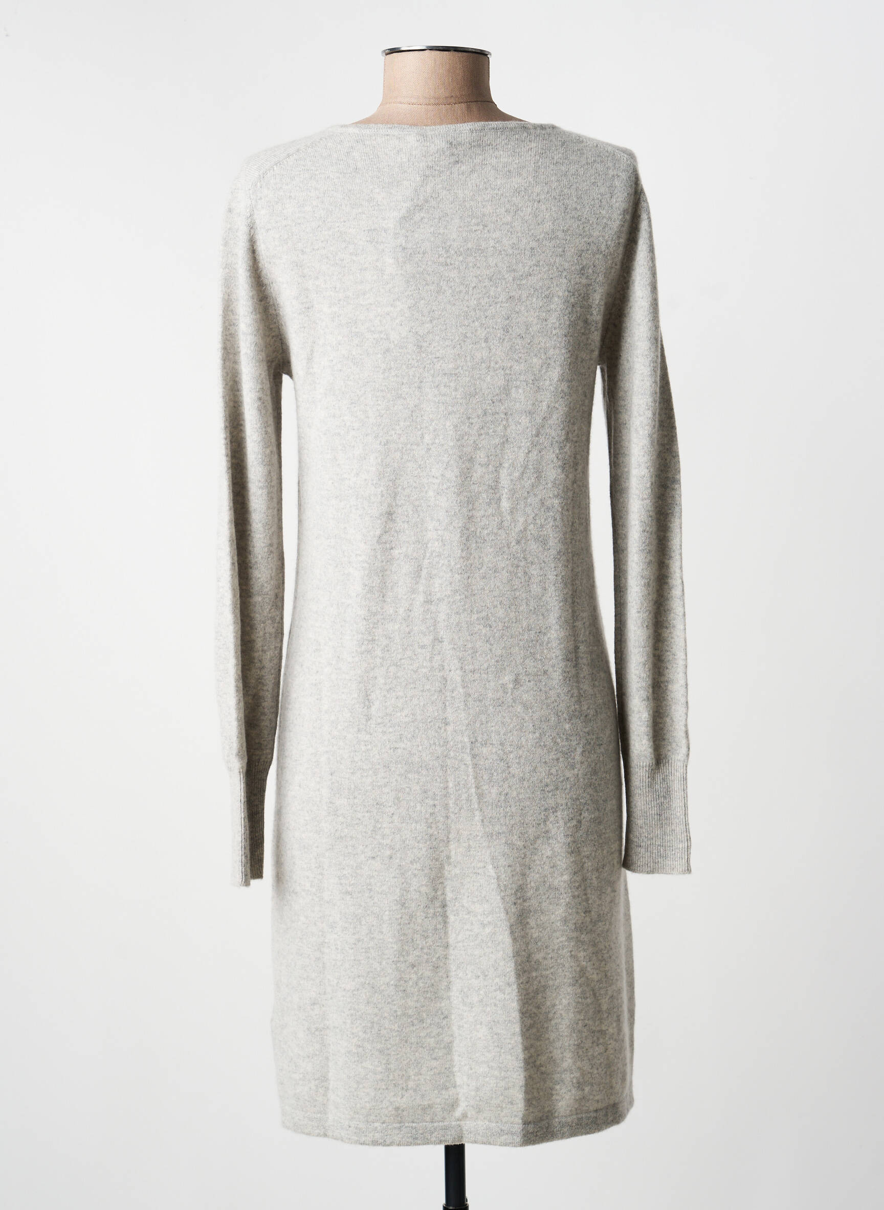 Robe pull col v manches longues gris ESTHEME femme