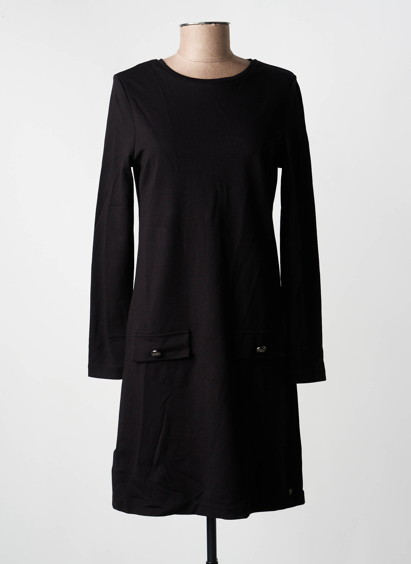 Robe courte manches longues manches longues noir SURKANA femme