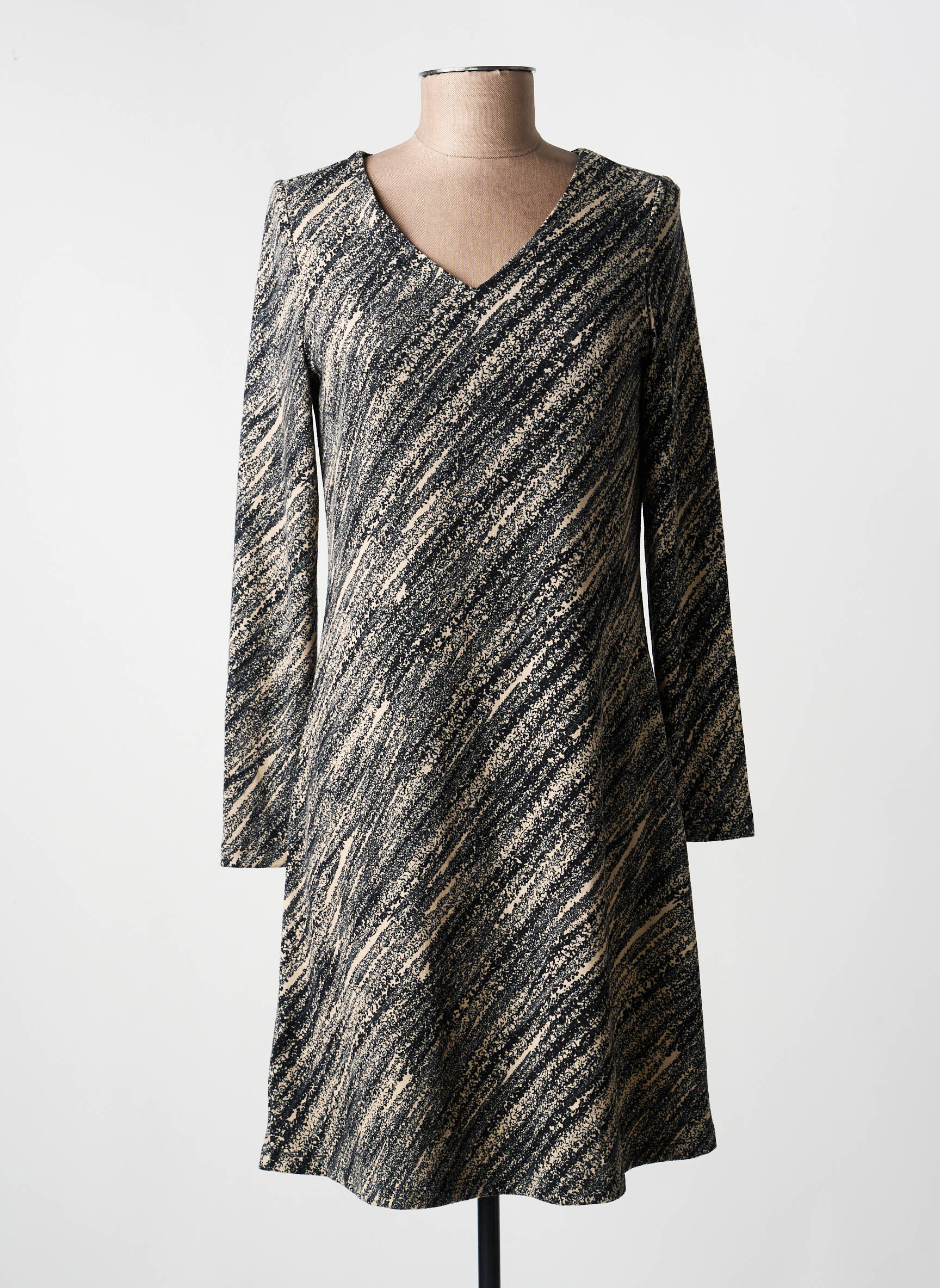 Robe courte manches longues manches longues noir SURKANA femme