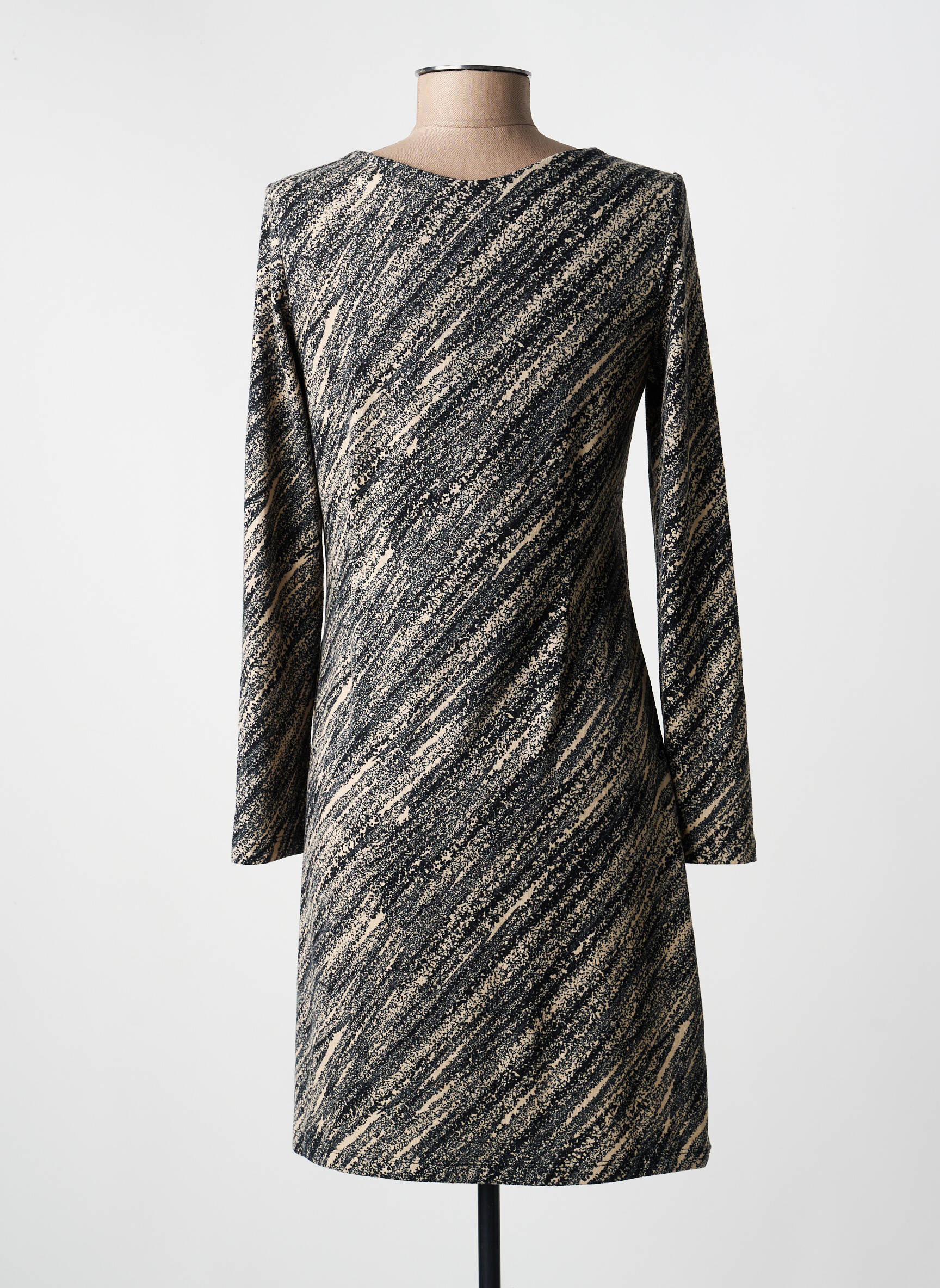Robe courte manches longues manches longues noir SURKANA femme