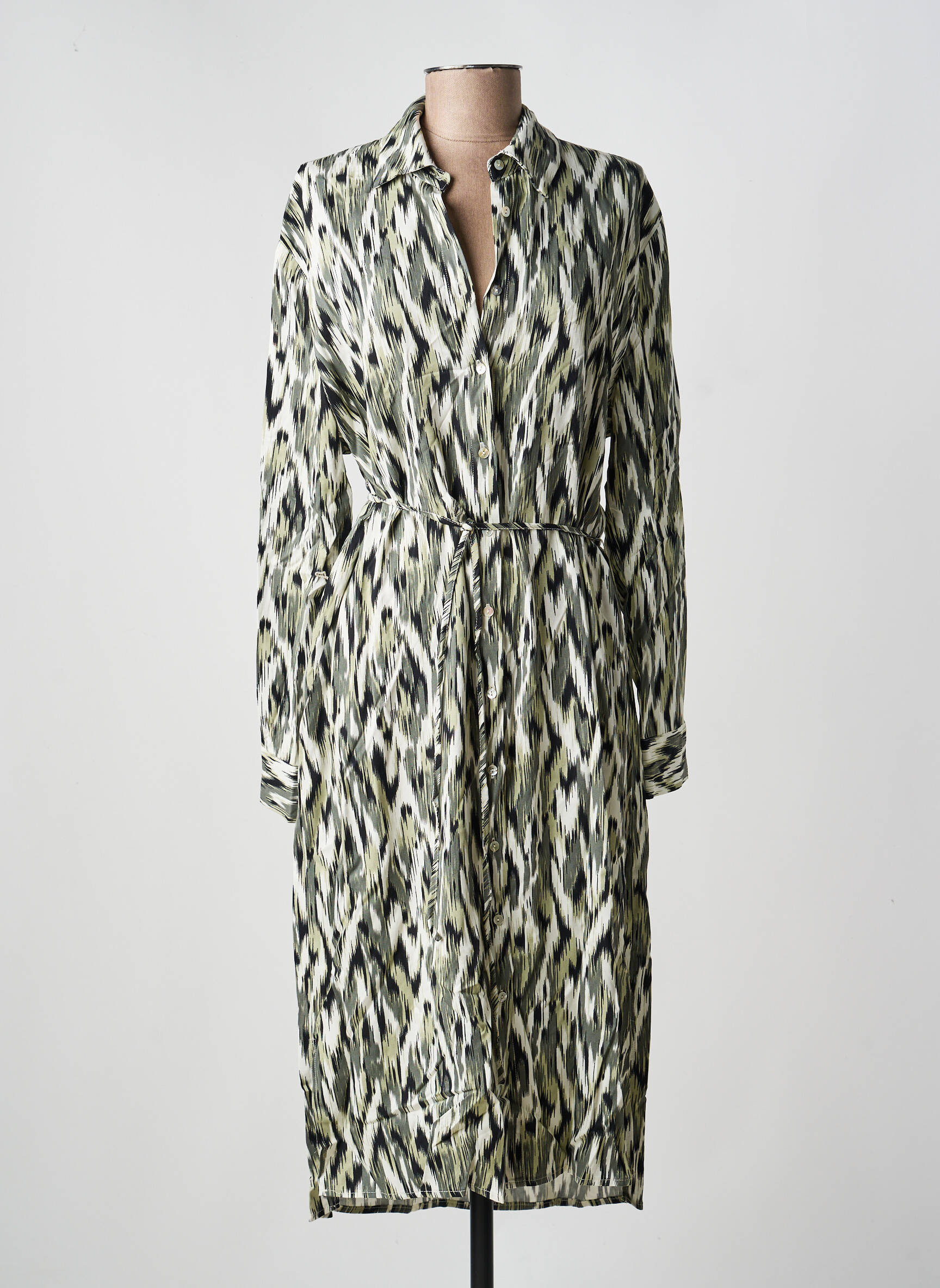 Robe mi-longue manches longues manches longues vert RINO & PELLE femme