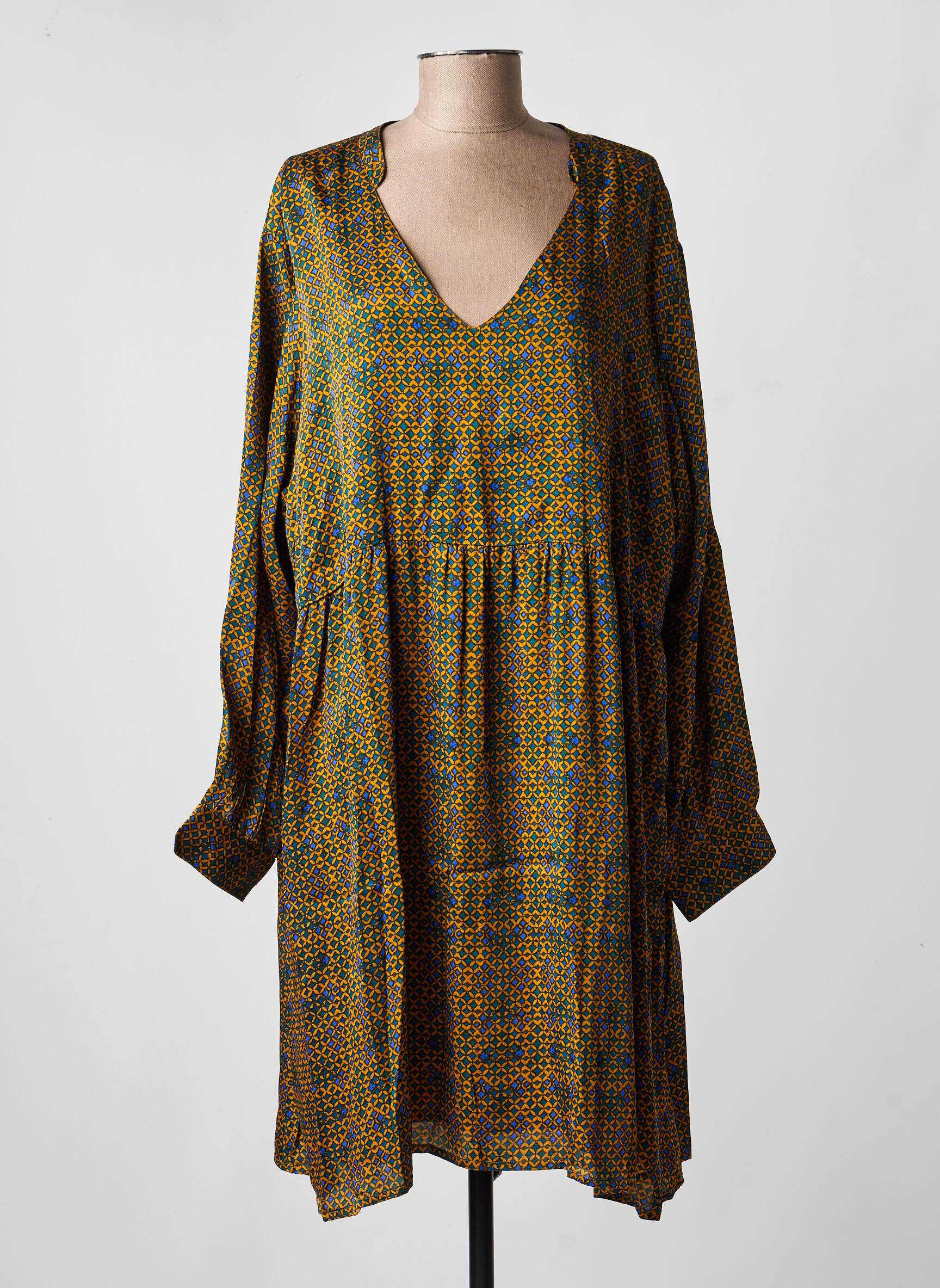 Robe mi-longue coupe fluide manches 3/4 jaune LA FIANCÉE femme